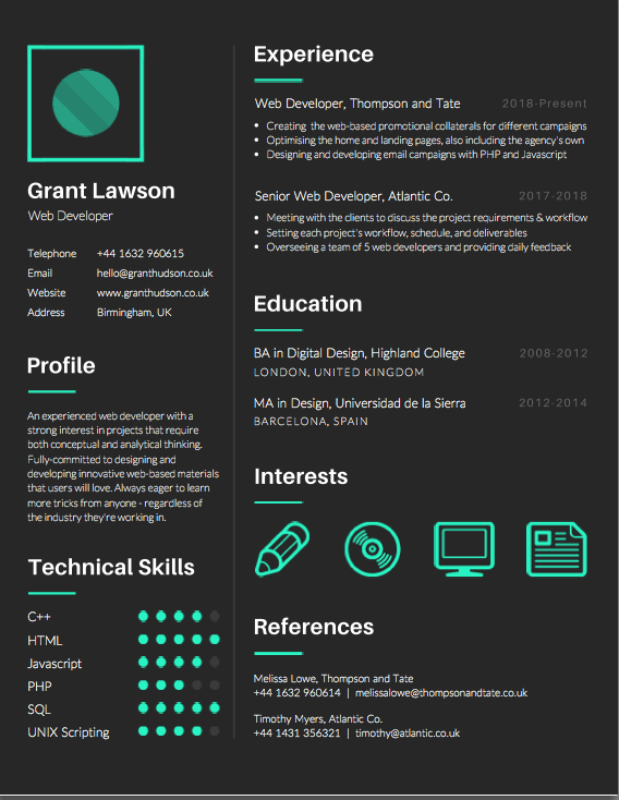 modern editable resume templates